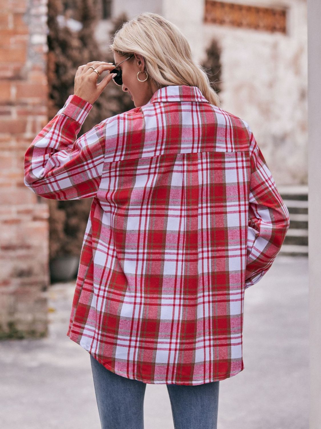 Mandy Plaid Dropped Shoulder Longline Shirt