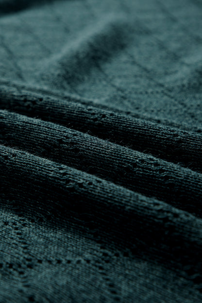 Blackish Green V Neck Knitted Flowy Blouse