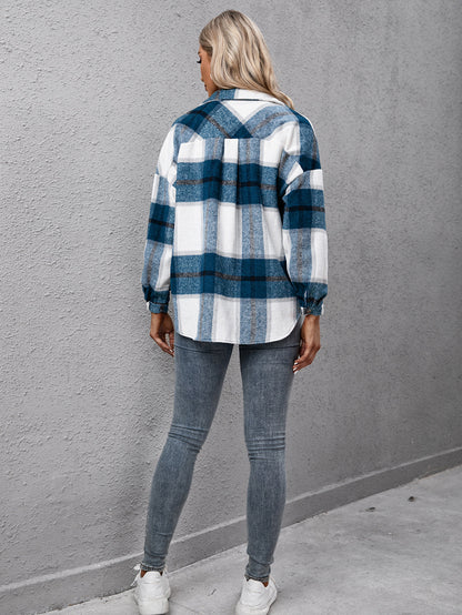 Ivy Lane Plaid Long Sleeve Shirt Jacket