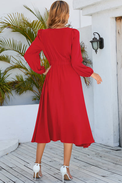 Twisted Long Sleeve Midi Dress