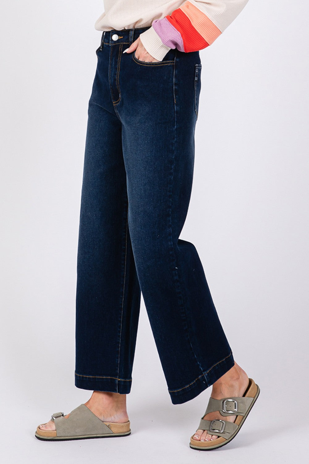 SAGE + FIG High Waist Wide Leg Jeans