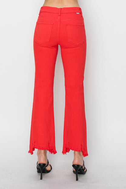 RISEN Full Size Mid Rise Step Hem Cropped Pants