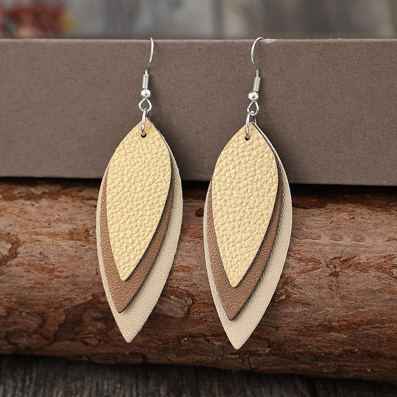 PU Leather Leaf Shape Earrings