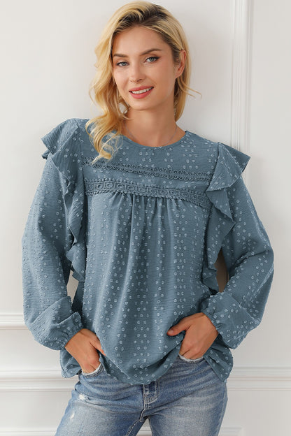 Round Neck Ruffled Blouse