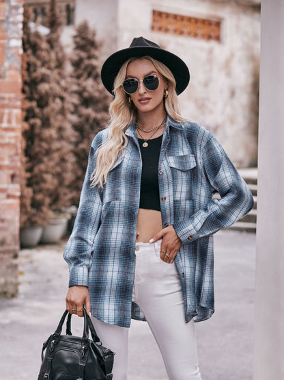 Mandy Plaid Dropped Shoulder Longline Shirt