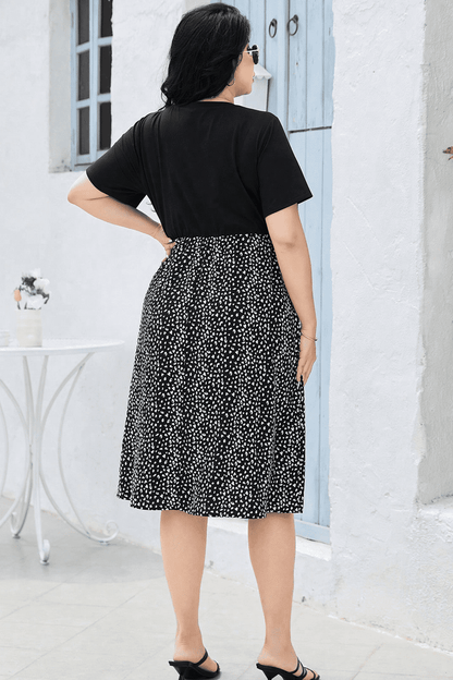 Round Neck Short Sleeve Printed Dress